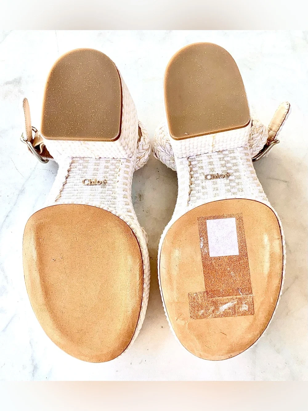 Chloé ODINA Cream Braided COTTON Platform Sandals SZ 36 EGGSHELL